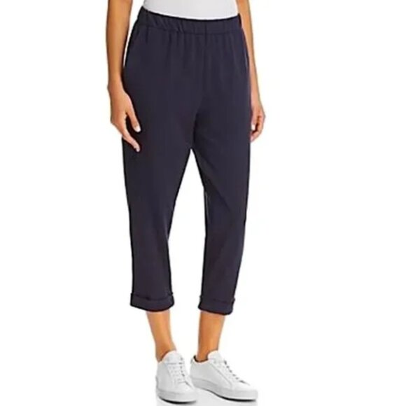 Eileen Fisher Organic Cotton Jersey Cuffed Pants in Navy Blue Medium - Picture 12 of 12
